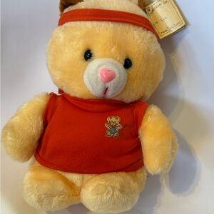 New Vintage Orange teddy bear with workout outfit 12 inch Dandee Carebear Style